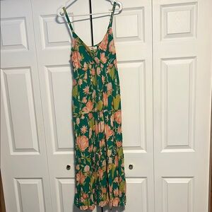 Natural Life Floral Green and Pink Maxi Dress